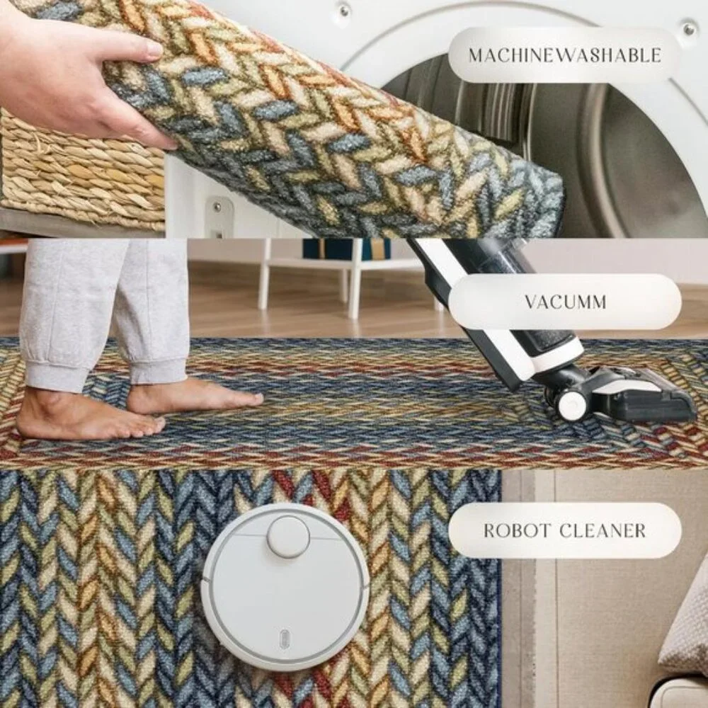 2.6 x 3.10ft Marion Bohemian Braided Rug, Washable Non-Slip Carpet for Entryway